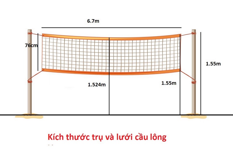 Lưới cầu lông cao 1,524 mét 